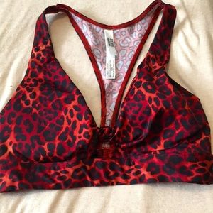 PINK Swim/Sport Bikini Bra Size S-DD Leopard Top